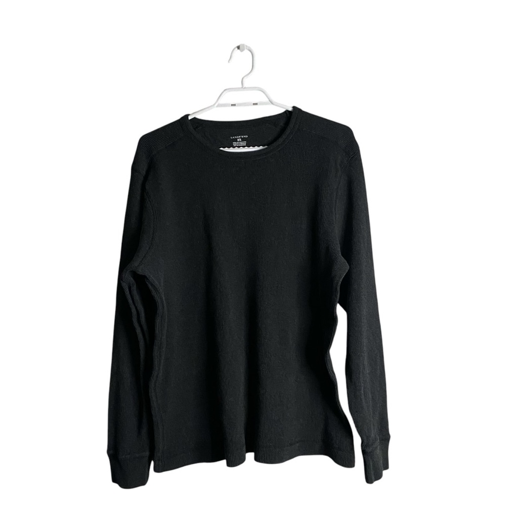 Lands' End Men’s Charcoal Gray 100% Cotton Crewneck Thermal Shirt